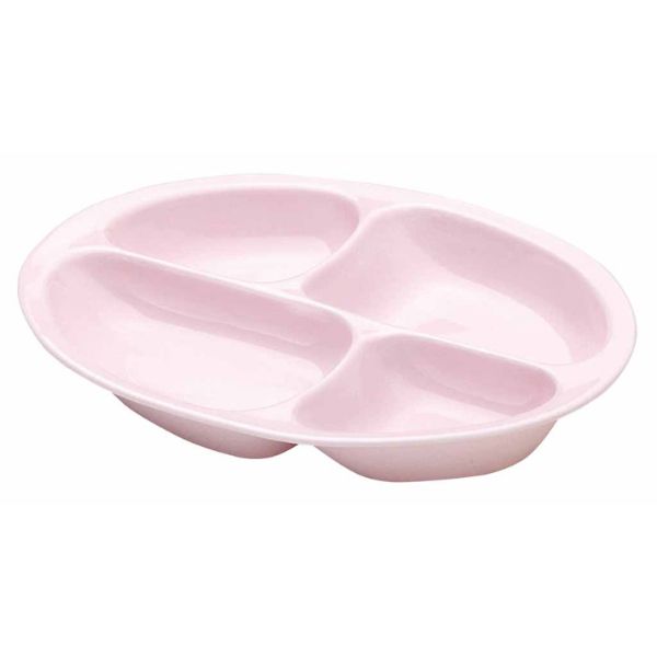 【介護/医療】食器類 仕切り皿4分割 ピンク 1704 強化磁器