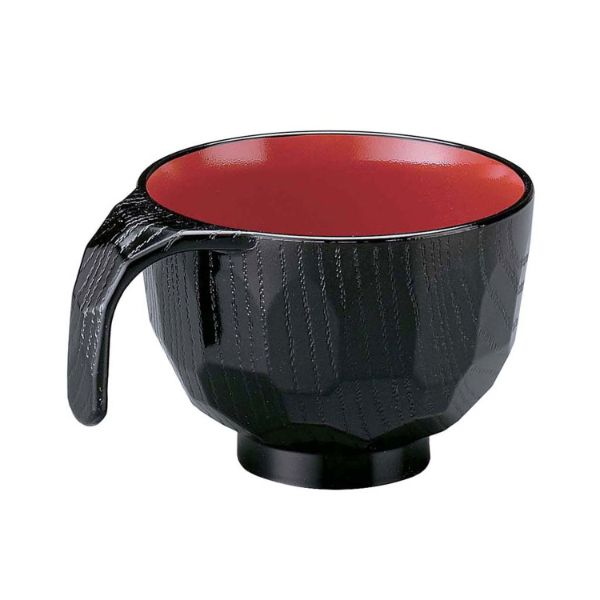 【介護/医療】食器類 耐熱ABS トッティー亀甲椀 黒内朱 6-183-5