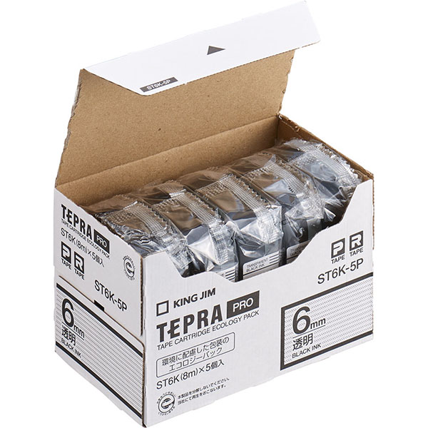 テプラPROテープカートリッジ エコパック 5個入 (透明/黒文字/テープ幅