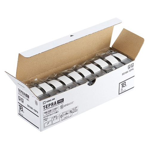 テプラPROテープカートリッジ エコパック 10個入 (白/黒文字/テープ幅18mm) キングジム