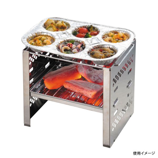 アウトドア用品 アルミバーベキュー6穴プレート 2枚組 パール金属