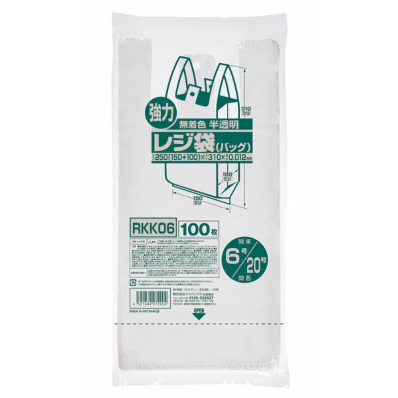持ち帰り袋 RKK06 レジ袋 半透明 100枚 ジャパックス