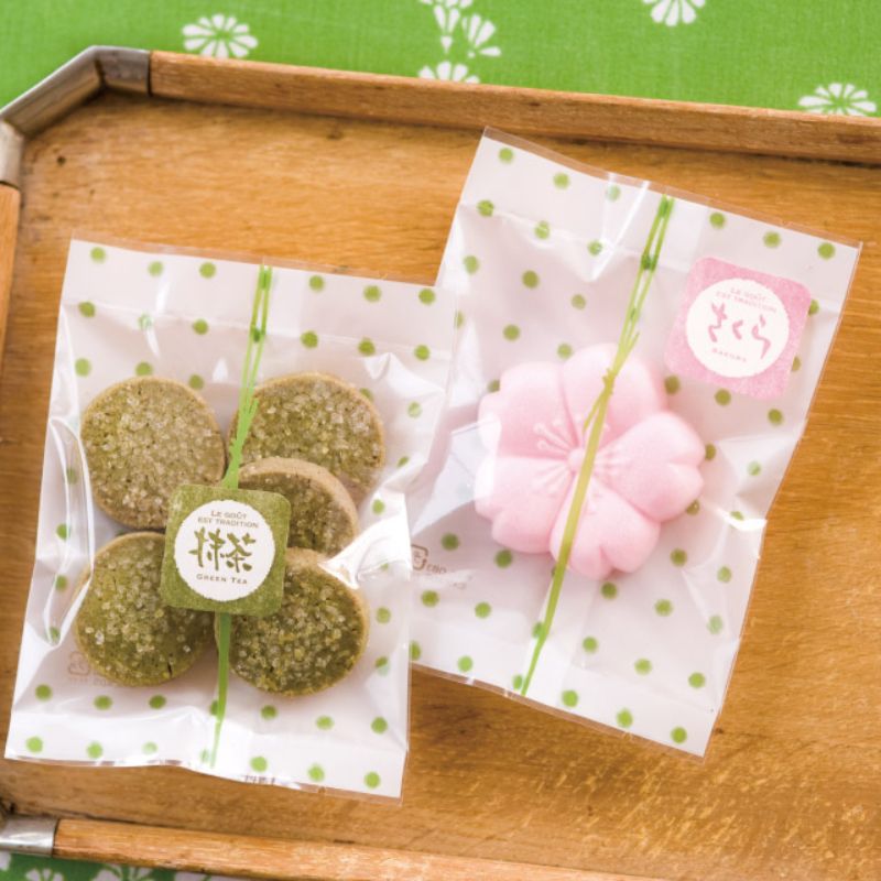 ヘッズ 脱酸素剤・乾燥剤対応(平袋) 和風ドットスイーツパック(抹茶) クリア-3(100枚)