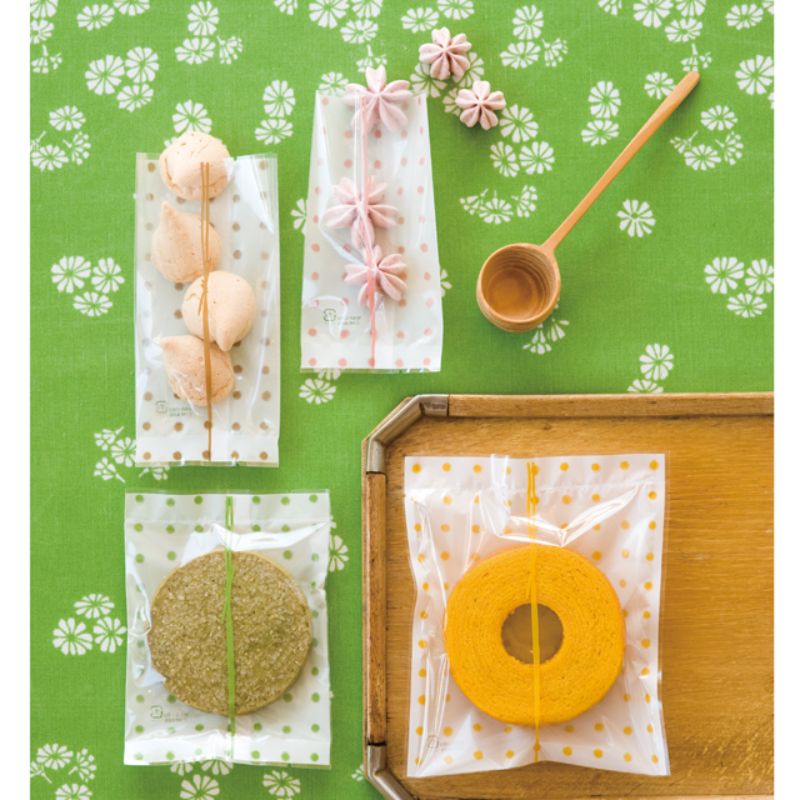 ヘッズ 脱酸素剤・乾燥剤対応(平袋) 和風ドットスイーツパック(抹茶) クリア-3(100枚)