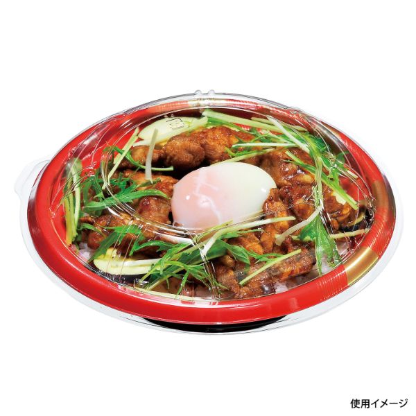 どんぶり容器 福丸丼 180H 赤木目GL 福助工業