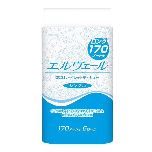 トイレットペーパー エルヴェールトイレットティシュー シングル 170m 6R(芯ナシ) エリエール