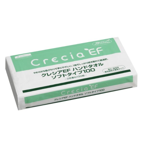 ペーパータオル クレシアEFハンドタオル ソフトタイプ100 日本製紙クレシア