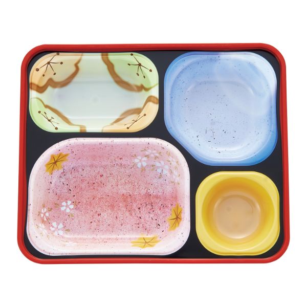 食器 PR-38 [本体]赤40・内A [蓋]透明・ボーダー(ラベンダー) タカギ産業
