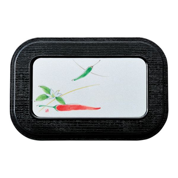 食器 BWR-670 [本体]黒・内赤40 [蓋]黒・ししとう タカギ産業