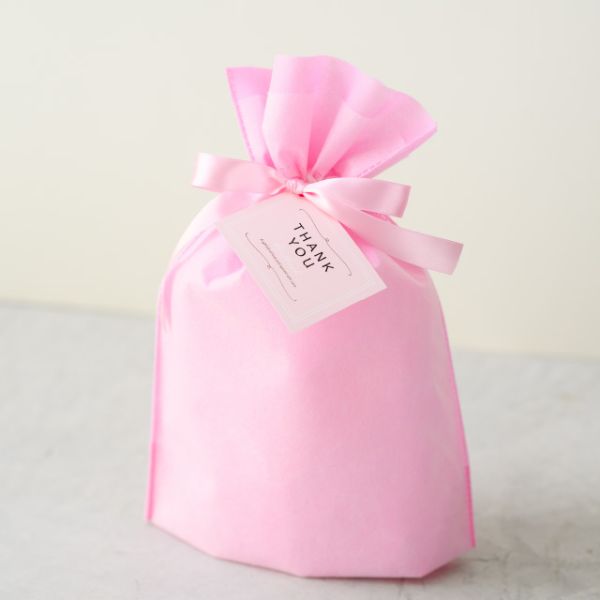 不織布袋 2重不織布リボン付バッグ-S ピンク(20枚) ヘッズ
