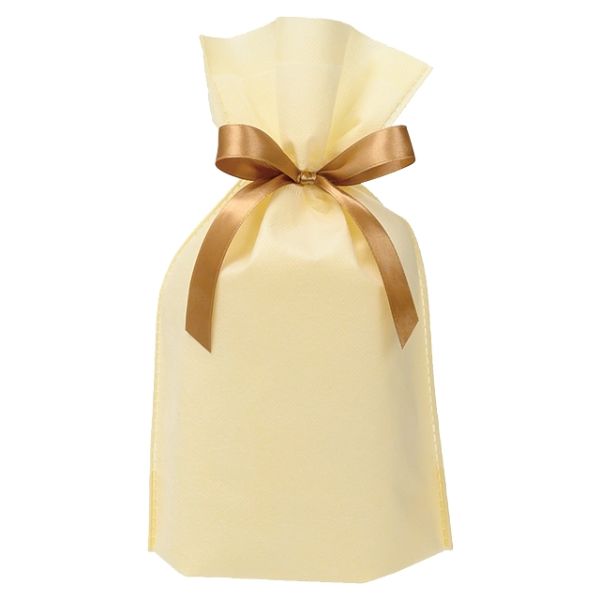 不織布袋 2重不織布リボン付バッグ-XS クリーム(20枚) ヘッズ