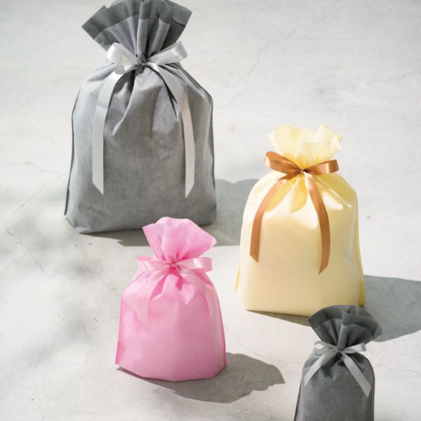 不織布袋 2重不織布リボン付バッグ-XS クリーム(20枚) ヘッズ