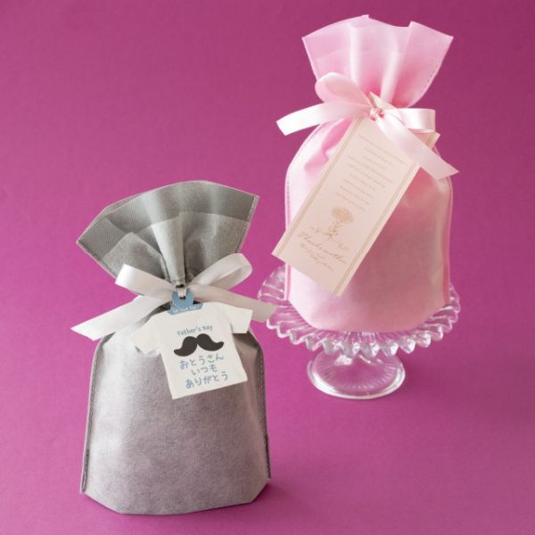 不織布袋 2重不織布リボン付バッグ-XS ピンク(20枚) ヘッズ