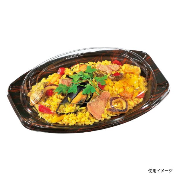 軽食容器 FKプレート24-18H 木目リーフ 福助工業