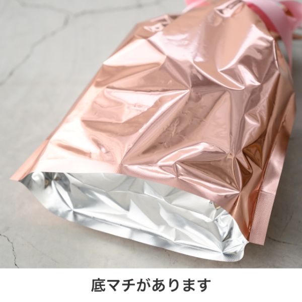 袋 アルミ蒸着リボン付バッグ-M ピンク(10枚) ヘッズ
