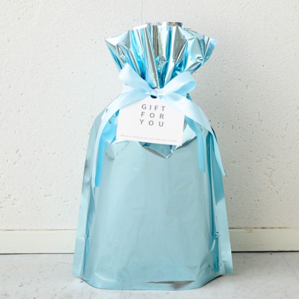 袋 アルミ蒸着リボン付バッグ-SS ブルー(20枚) ヘッズ