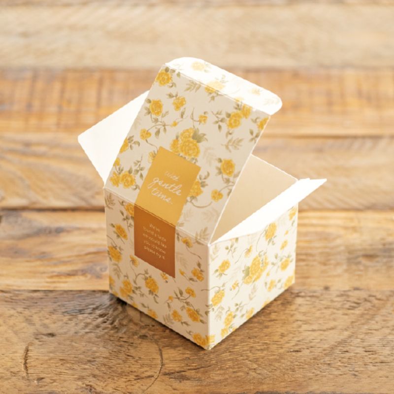 ギフト箱 キューブボックス イエローベージュフラワー(20枚) ヘッズ