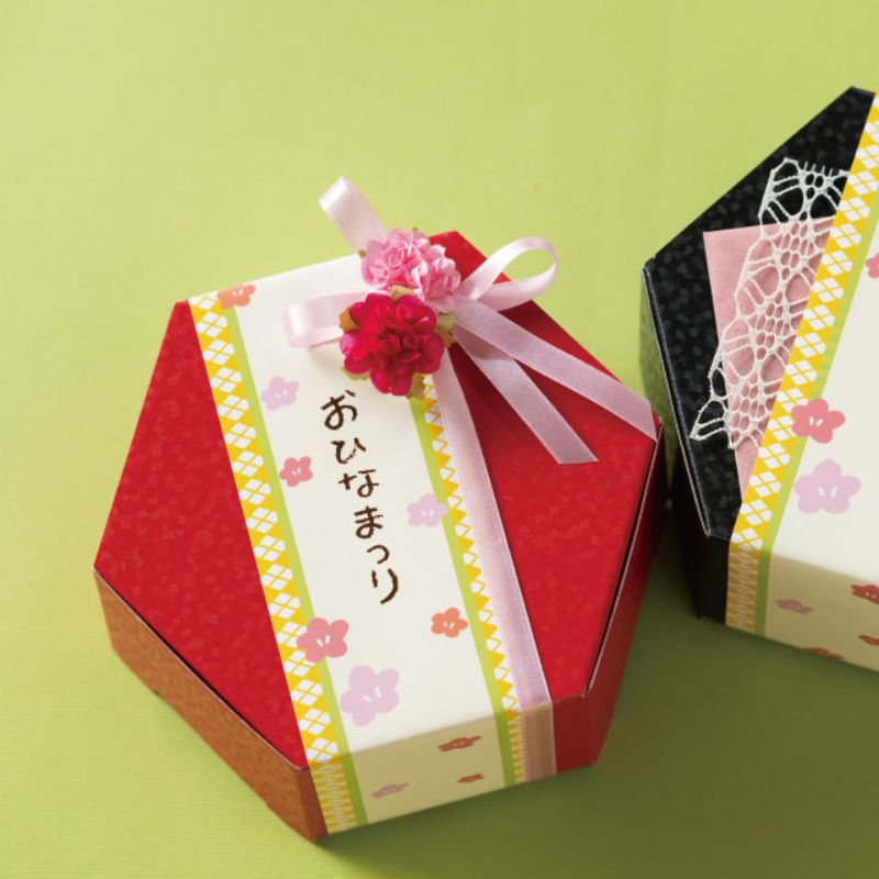 ギフト箱 キラビ六角BOX-M レッド(10枚) ヘッズ