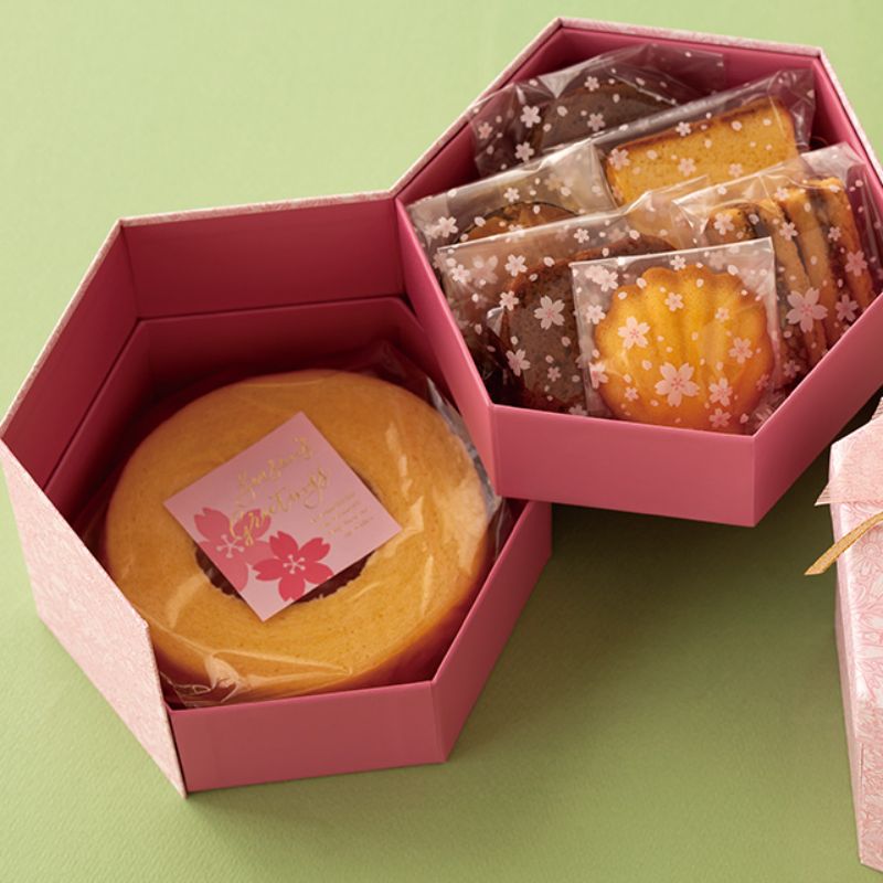 ギフト箱 グレイスフルフラワー六角二段貼箱Mモーブピンク(4個) ヘッズ