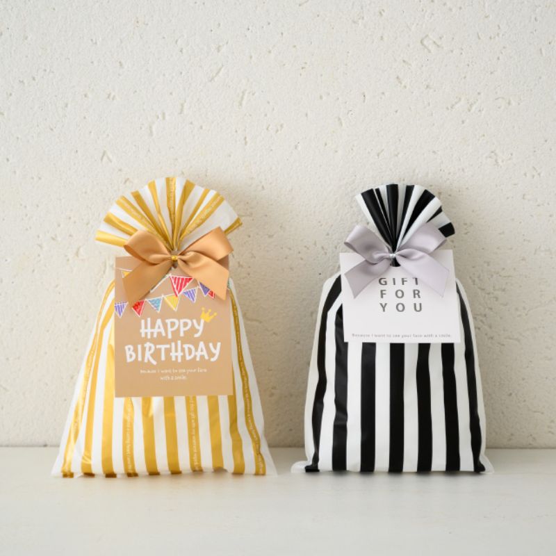 袋 ゴールドストライプギフトバッグ-SS(50枚) ヘッズ