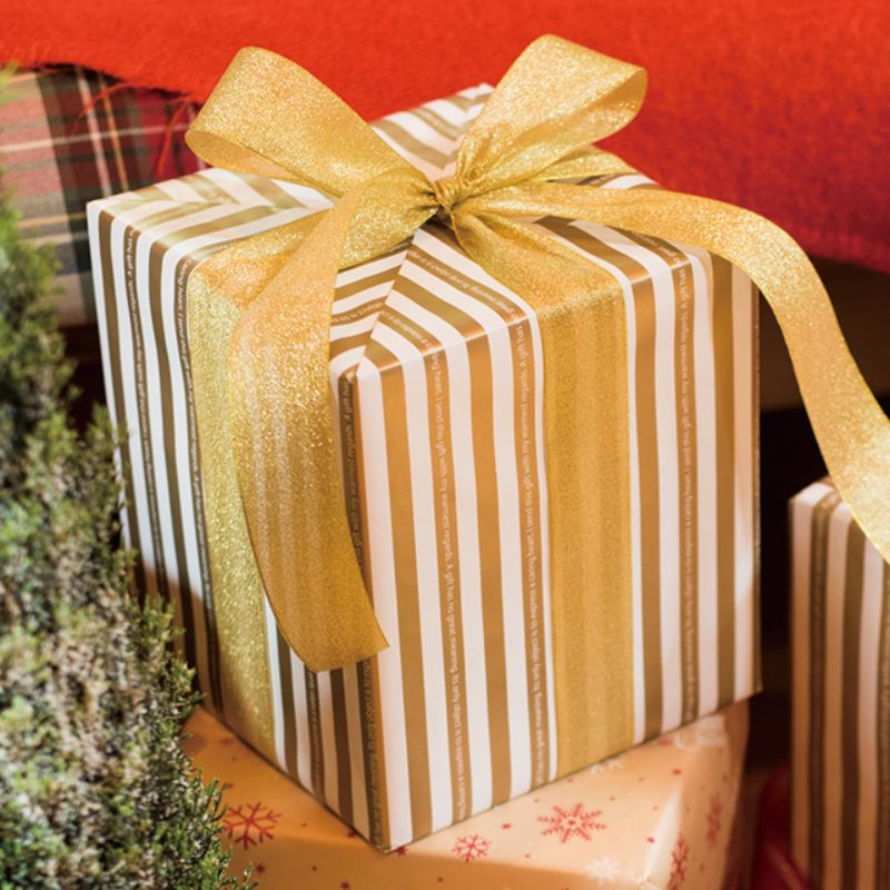 ゴールドストライプ包装紙-1(全紙)(50枚) ヘッズ