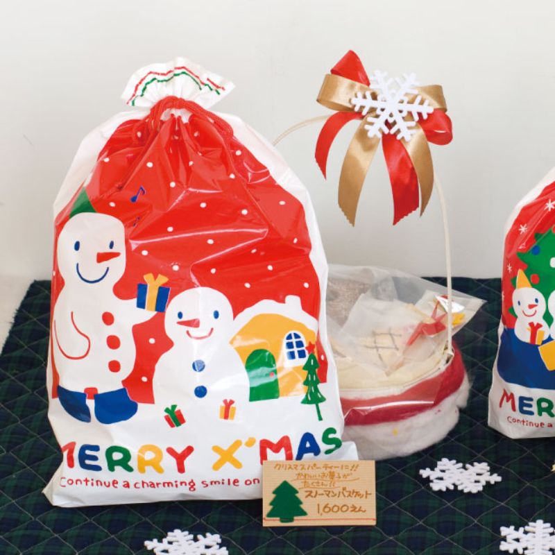 袋 スノーマンギフト巾着バッグ-2(20枚) ヘッズ