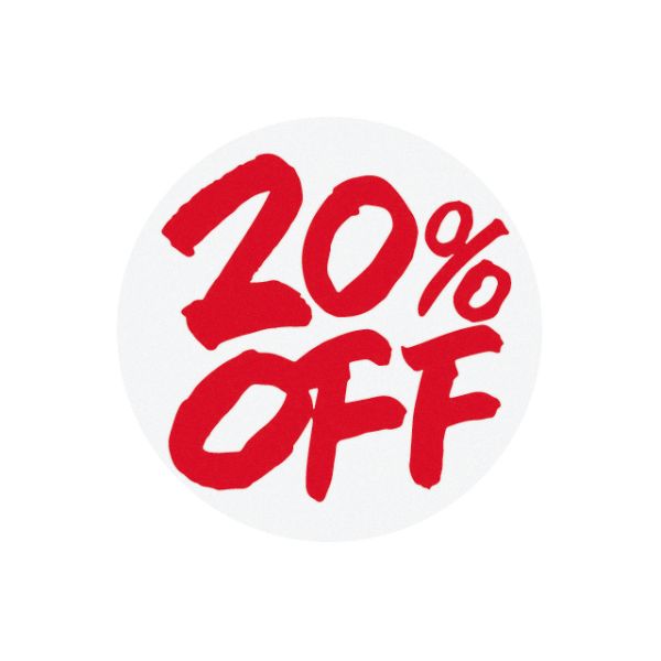 ヘッズ  セールロールシール 白赤筆字20%OFF-7(1000枚)