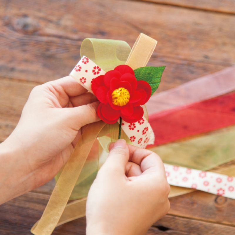 贈答用飾り ツバキフルリール-S レッド-1(10本) ヘッズ