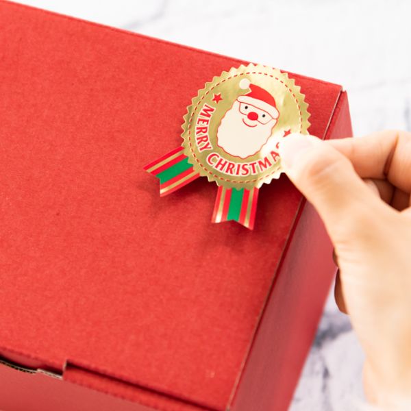 クリスマスサンタ リボン型シール(100枚) ヘッズ