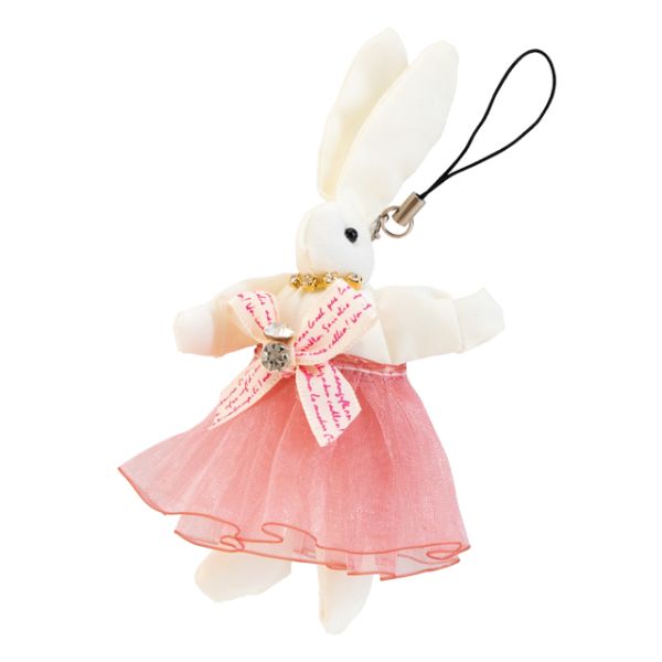 ヘッズ ぬいぐるみ ドレスウサギストラップ付マスコット-1 ピンク(10個)