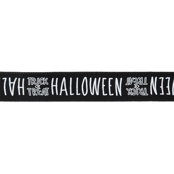 ギフト資材 HWL-R1 ハロウィンレタープリントサテンリボン-1(1巻) ヘッズ