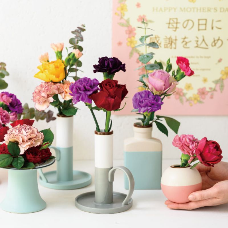 フラワー什器 ハンドメイドプリントフラワーベース-18(4個) ヘッズ