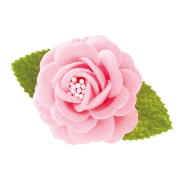 ヘッズ ラッピング用造花 フェルトラブリーフルリールクリップ付M ピンク-1(6個)