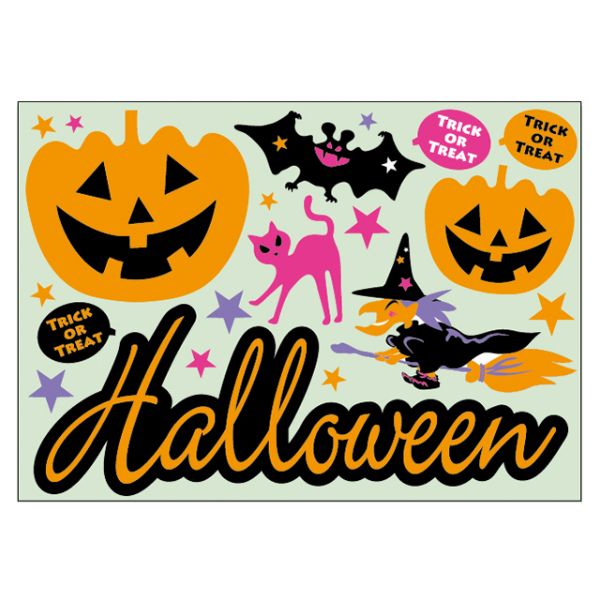 イベントグッズ ブラックハロウィンウォールステッカー(1セット) ヘッズ
