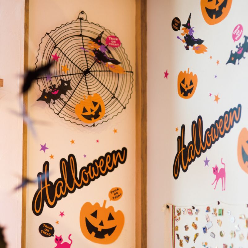 イベントグッズ ブラックハロウィンウォールステッカー(1セット) ヘッズ
