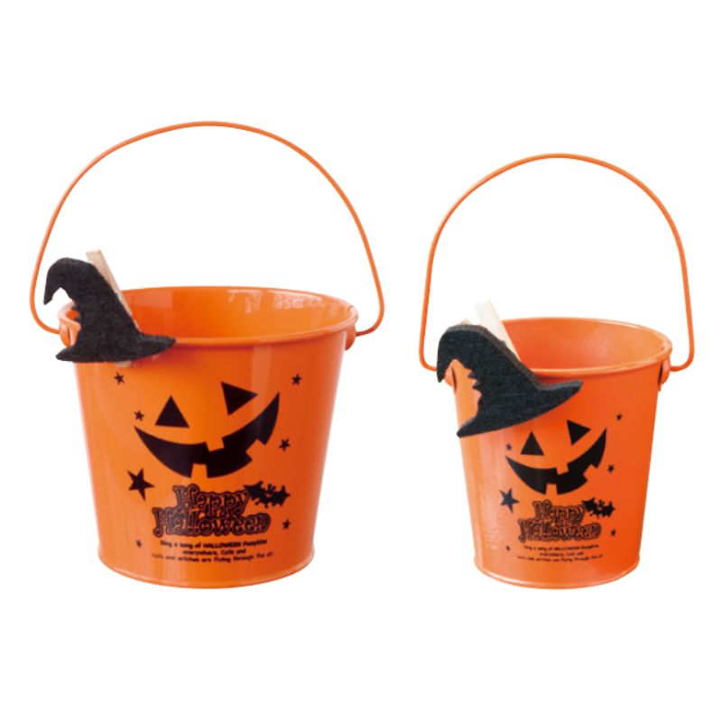 フラワー什器 ブラックハロウィンブリキバケツ-XS(6個) ヘッズ