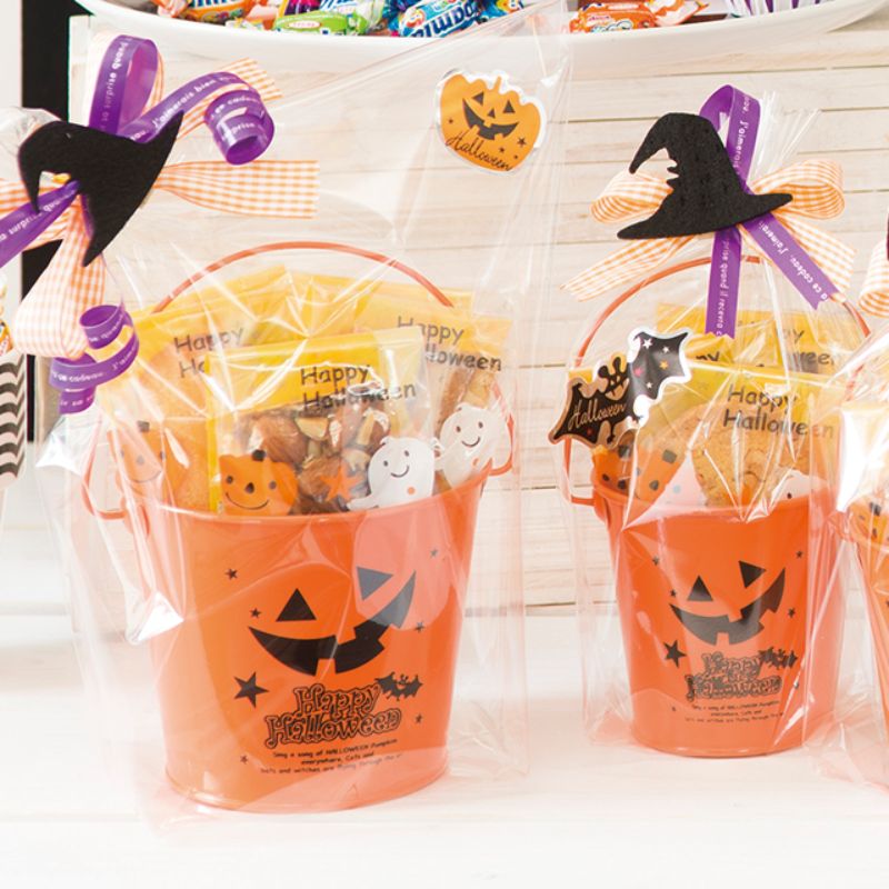フラワー什器 ブラックハロウィンブリキバケツ-XS(6個) ヘッズ