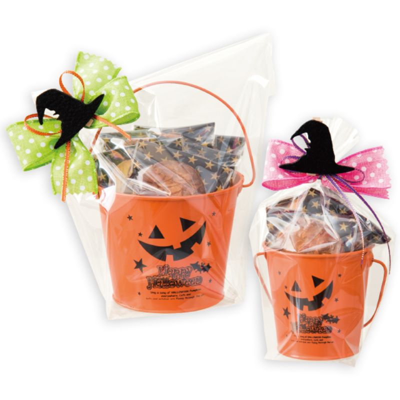フラワー什器 ブラックハロウィンブリキバケツ-XS(6個) ヘッズ