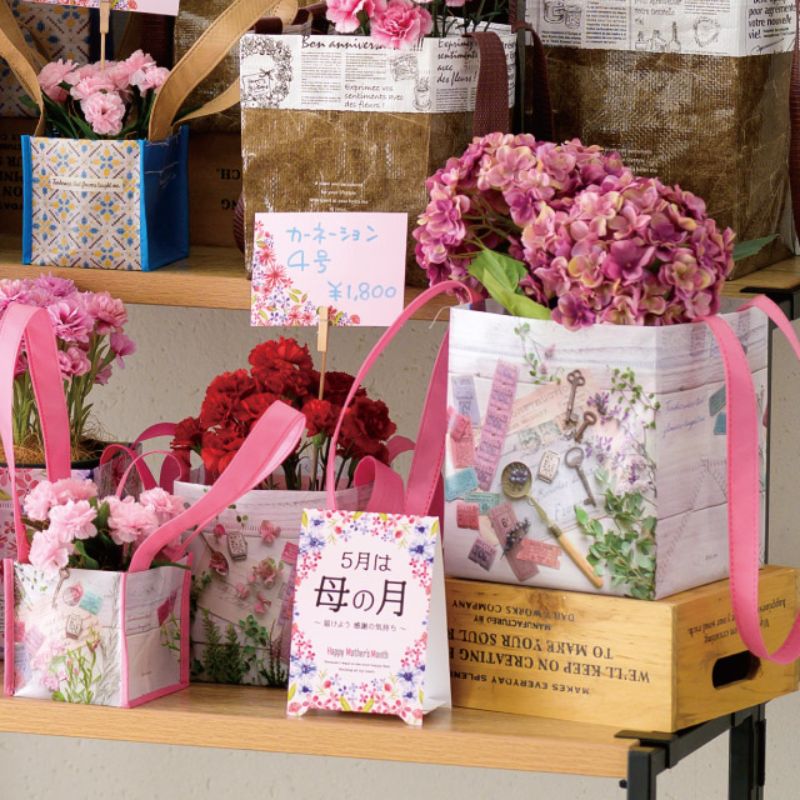 ヘッズ ハンドル付き鉢カバー フラットレイアート不織布バッグ-3(10枚)