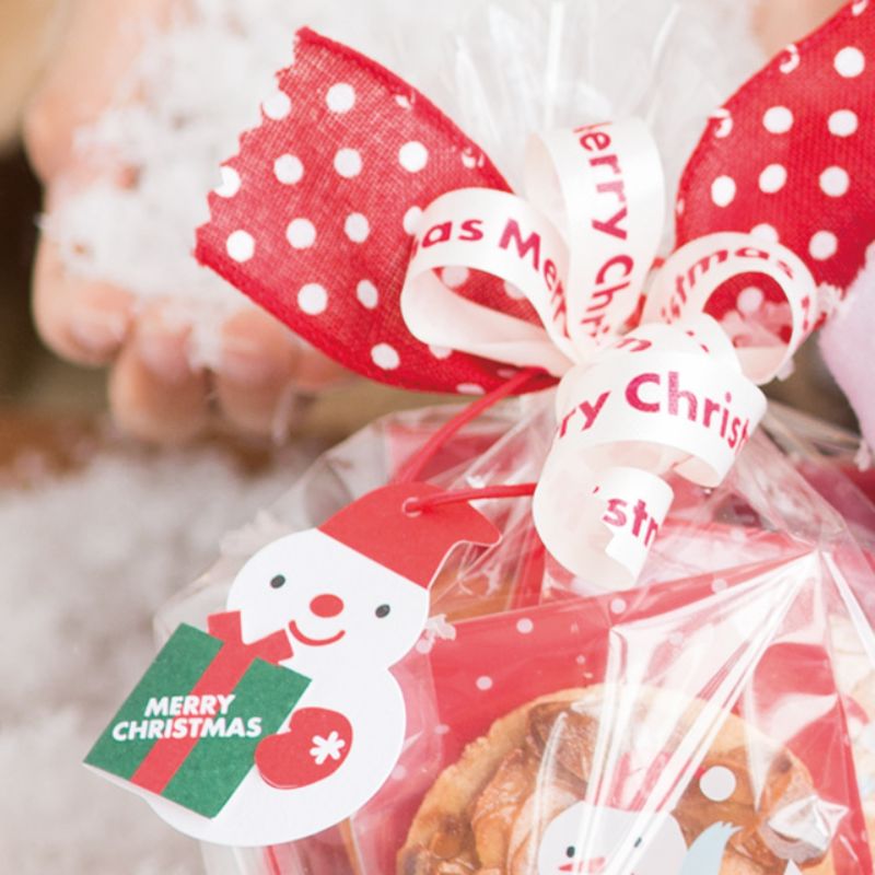 贈答用飾り ミニサンタゴムタッグ-雪ダルマ(20枚) ヘッズ