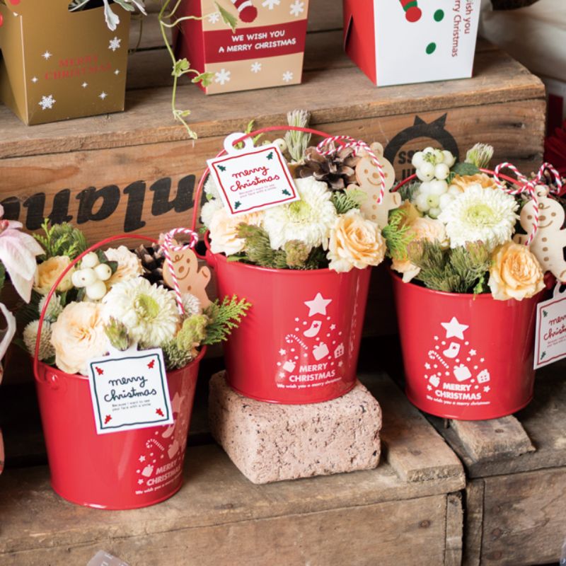 フラワー什器 ミニサンタブリキバケツ-S(6個) ヘッズ