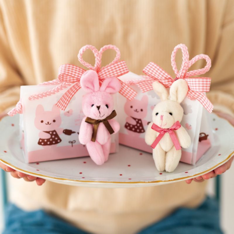 贈答用飾り ラブリーストラップ付マスコット-9 ピンクウサギ(10