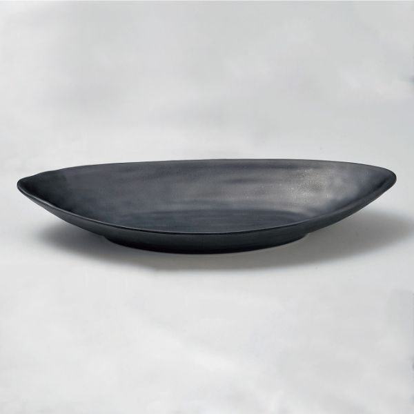 メラミン食器 M11-225 笹皿(中) 黒 マイン
