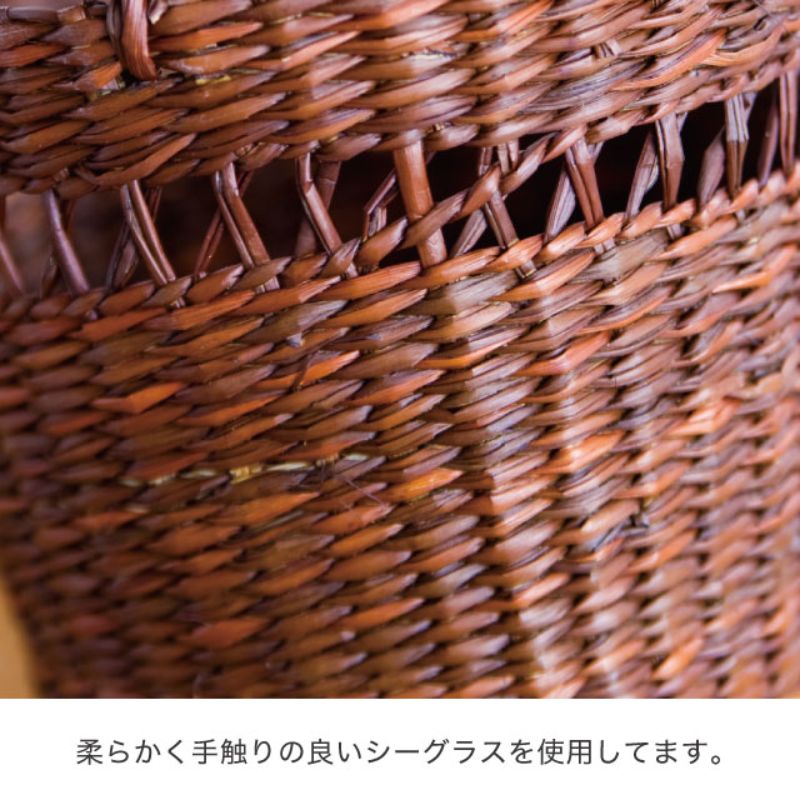 ヘッズ 木製トレイ・カゴ(自然素材) 丸底カゴバッグブラウン-L(10個)
