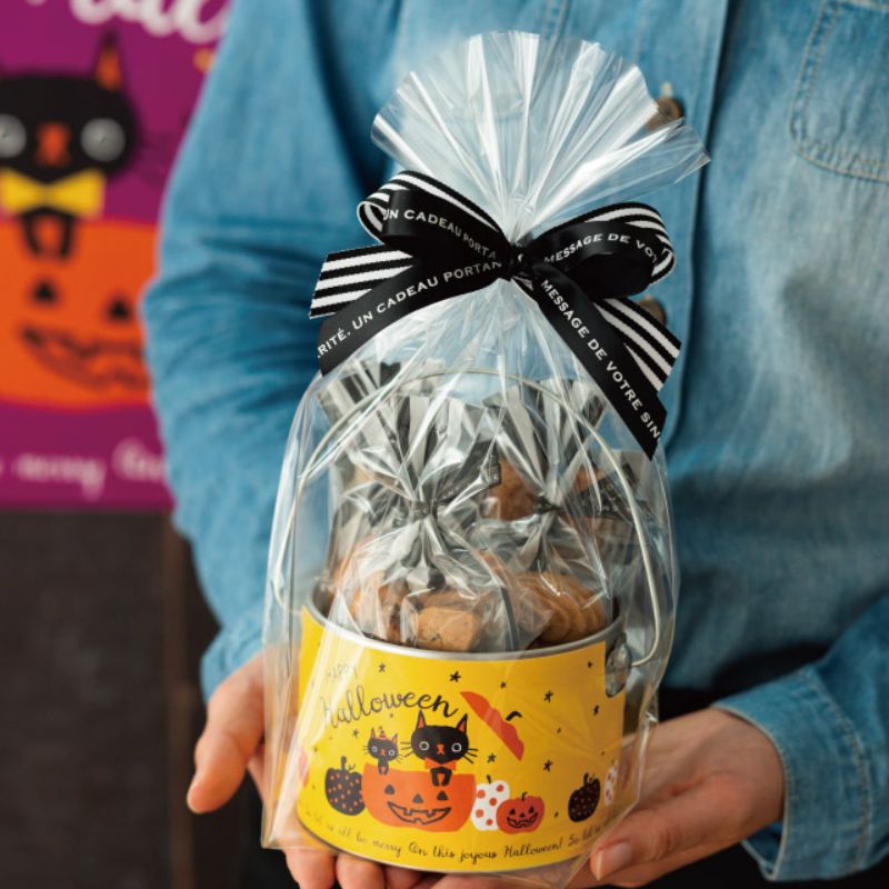 フラワー什器 黒猫ハロウィンブリキバケツ-S(6個) ヘッズ