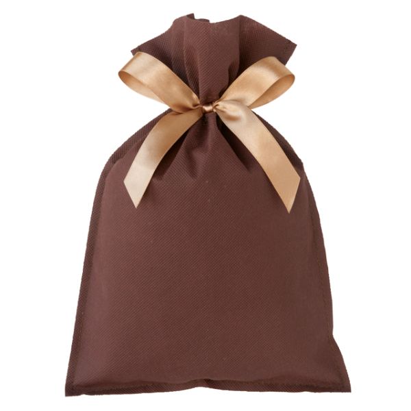 不織布袋 不織布リボン付バッグブラウン-SS(10枚) ヘッズ