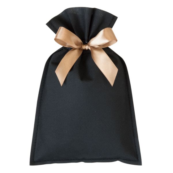 不織布袋 不織布リボン付バッグブラック-XS(10枚) ヘッズ