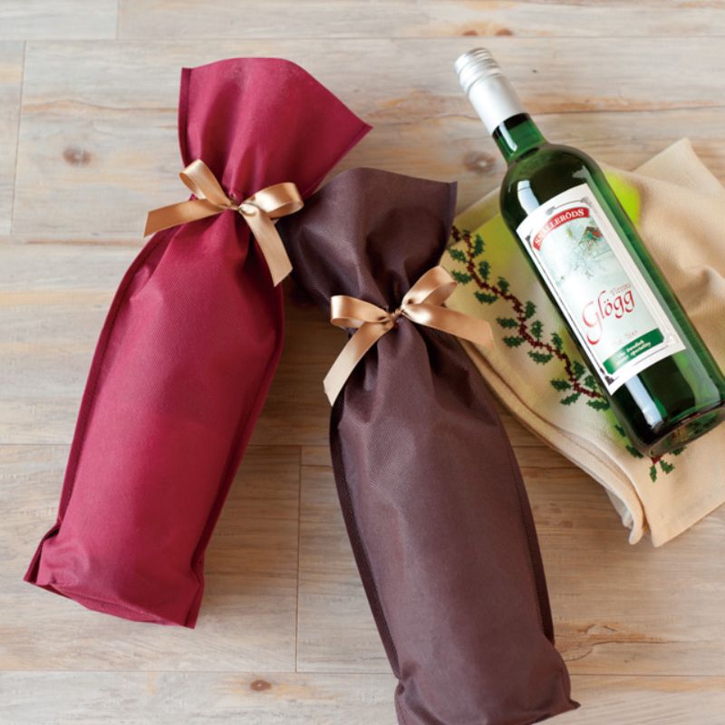 不織布袋 不織布リボン付ワインバッグエンジ(10枚) ヘッズ