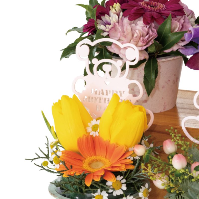 贈答用飾り 母ノ日アクリルフラワーピック-1 クマ(10本) ヘッズ