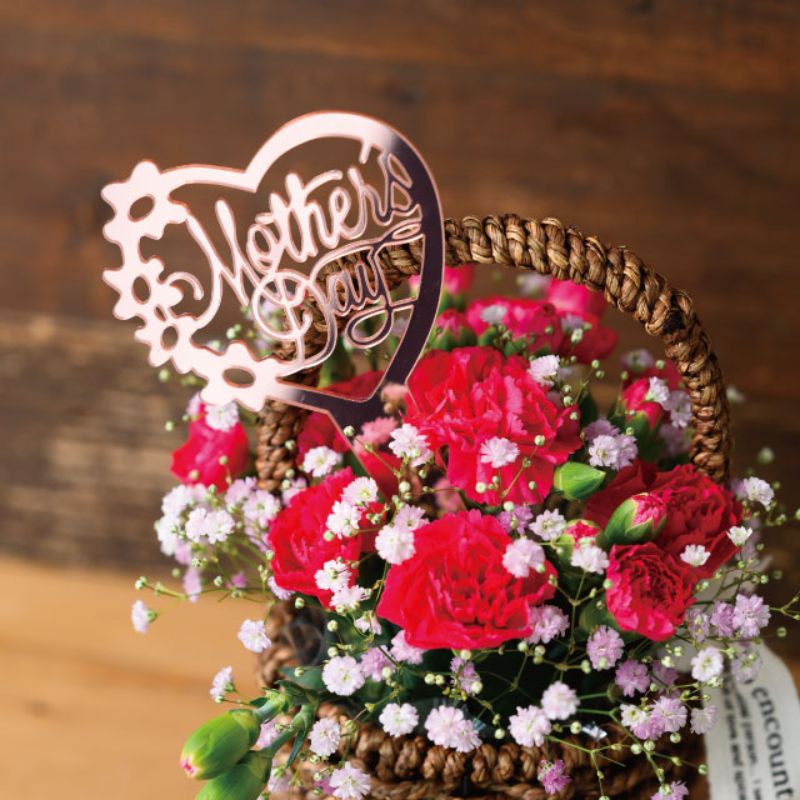 贈答用飾り 母ノ日アクリルフラワーピック-4 シャインピンク(10本) ヘッズ